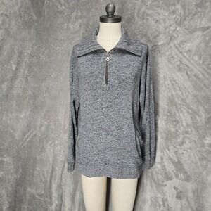 Charter Club‎ Women XL Gray 100% Cotton 1/4 Zip Pullover Sweater Long Sleeve
